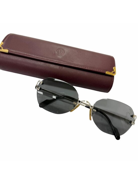 Cartier Trinity Two Point Rimless Sunglasses Eyewear Silver Black 20 main image 5